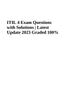 ITIL 4 Exam Questions with Solutions | Latest Update 2023 Graded 100%