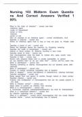 Nursing 103 Midterm Exam Questions And Correct Answers Verified 100&percnt;