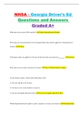 NHSA - Georgia Driver's Ed Questions and Answers Graded A+
