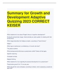 Summary for Growth and  Development Adaptive  Quizzing 2023 CORRECT KEISER