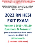 2022 RN HESI EXIT EXAM - Version 1 &lpar;V1&rpar; All 160 Qs & As Included - Guaranteed Pass A&plus;&excl;&excl;&excl; &lpar;All Brand New Q&A Pics Included&rpar; &plus; GRADED A&plus;&plus;