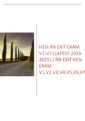 HESI RN EXIT EXAM V1-V7 (LATEST 2023-2025) / RN EXIT HESI EXAM V1,V2,V3,V4,V5,V6,V7