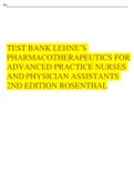 TEST BANK LEHNE’S PHARMACOTHERAPEUTICS FOR ADVANCED PRACTICE NURSES AND PHYSICIAN ASSISTANTS 2ND EDITION ROSENTHAL