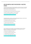 HESI RN MENTAL HEALTH HESI REVIEW - MULTIPLE CHOICE QUESTIONS AND CORRECT ANSWERS