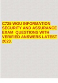C725 WGU INFORMATION SECURITY AND ASSURANCE EXAM QUESTIONS WITH VERIFIED ANSWERS LATEST 2023