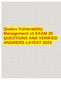 Qualys Vulnerability Management v1 EXAM 30 QUESTIONS AND VERIFIED ANSWERS LATEST 2023.