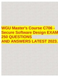 WGU Master's Course C706 - Secure Software Design EXAM 250 QUESTIONS AND ANSWERS LATEST 2023&period;