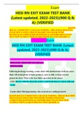 Exam HESI RN EXIT EXAM TEST BANK (Latest updated, 2022-2023)(900 Q & A) (VERIFIED  BATON ROUGE COMMUNITY COLLEGE NURSING MED-SURGE HESI EXIT EXAM NEW LATEST UPDATE 2022/2023 TEST-BANK WITH RATIONALES COMPLETED QUESTIONS & ANSWERS BEST EXAM SOLUTION SATISF