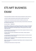 Exam (elaborations) ETS MFT BUSINESS (MFT) 