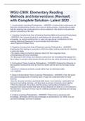 WGU-C909: Elementary Reading Methods and Interventions (Revised) with Complete Solution- Latest 2023