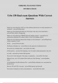 Urbs 150 final exam Questions With Correct Answers