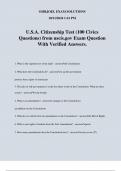 U&period;S&period;A&period; Citizenship Test &lpar;100 Civics Questions&rpar; from uscis&period;gov Exam Question With Verified Answers&period;