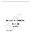 OPM1501 assessment 2 2023 (566940) DUE 19 JUNE 2023 100% RELIABLE WORKINGS, SOLUTIONS, EXPLANATIONS.