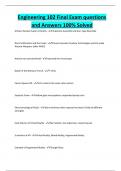 Engineering 102 Final Exam questions and Answers 100&percnt; Solved