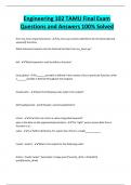 Engineering 102 TAMU Final Exam Questions and Answers 100&percnt; Solved