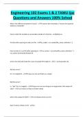 Engineering 102 Exams 1 & 2 TAMU Ijaz Questions and Answers 100&percnt; Solved