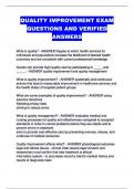 QUALITY IMPROVEMENT EXAM QUESTIONS AND VERIFIED ANSWERS