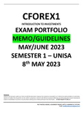 CFOREX1 EXAM PORTFOLIO MEMO/GUIDELINES  MAY/JUNE 2023 SEMESTER 1 – UNISA 8th MAY 2023