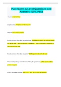 Pure Maths A Level Questions and Answers 100&percnt; Pass