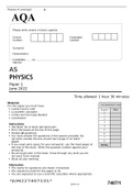 AQA AS PHYSICS PAPER 1&2 JUNE 2022 QUESTION PAPERs & MARK SCHEMEs