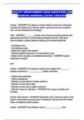 QUALITY IMPROVEMENT EXAM QUESTIONS AND VERIFIED ANSWERS LATEST UPDATED