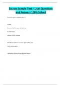 Escrow Sample Test &ndash; Utah Questions and Answers 100&percnt; Solved