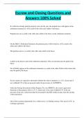 Escrow and Closing Questions and Answers 100&percnt; Solved
