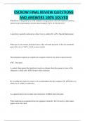 ESCROW FINAL REVIEW QUESTIONS AND ANSWERS 100&percnt; SOLVED