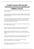 Certified Consumer Debt Specialist UPDATED ACTUAL Exam Questions and  CORRECT Answers