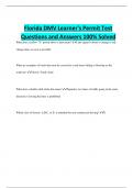 Florida DMV Learner's Permit Test Questions and Answers 100&percnt; Solved
