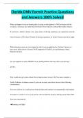 Florida DMV Permit Practice Questions and Answers 100&percnt; Solved