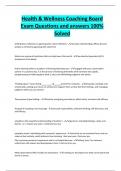 Health & Wellness Coaching Board Exam Questions and answers 100&percnt; Solved