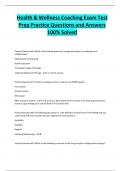 Health & Wellness Coaching Exam Test Prep Practice Questions and Answers 100&percnt; Solved