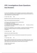 CFE- Investigations Exam Questions And Answers