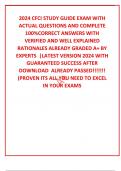 2024 CFCI STUDY GUIDE EXAM WITH ACTUAL QUESTIONS AND COMPLETE 100&percnt;CORRECT ANSWERS WITH VERIFIED AND WELL EXPLAINED  RATIONALES ALREADY GRADED A&plus; BY EXPERTS  &vert;LATEST VERSION 2024 WITH GUARANTEED SUCCESS AFTER DOWNLOAD  ALREADY PASSED&excl;&excl;&excl;&excl;&excl;&excl;&excl; &lpar;PROVEN ITS ALL