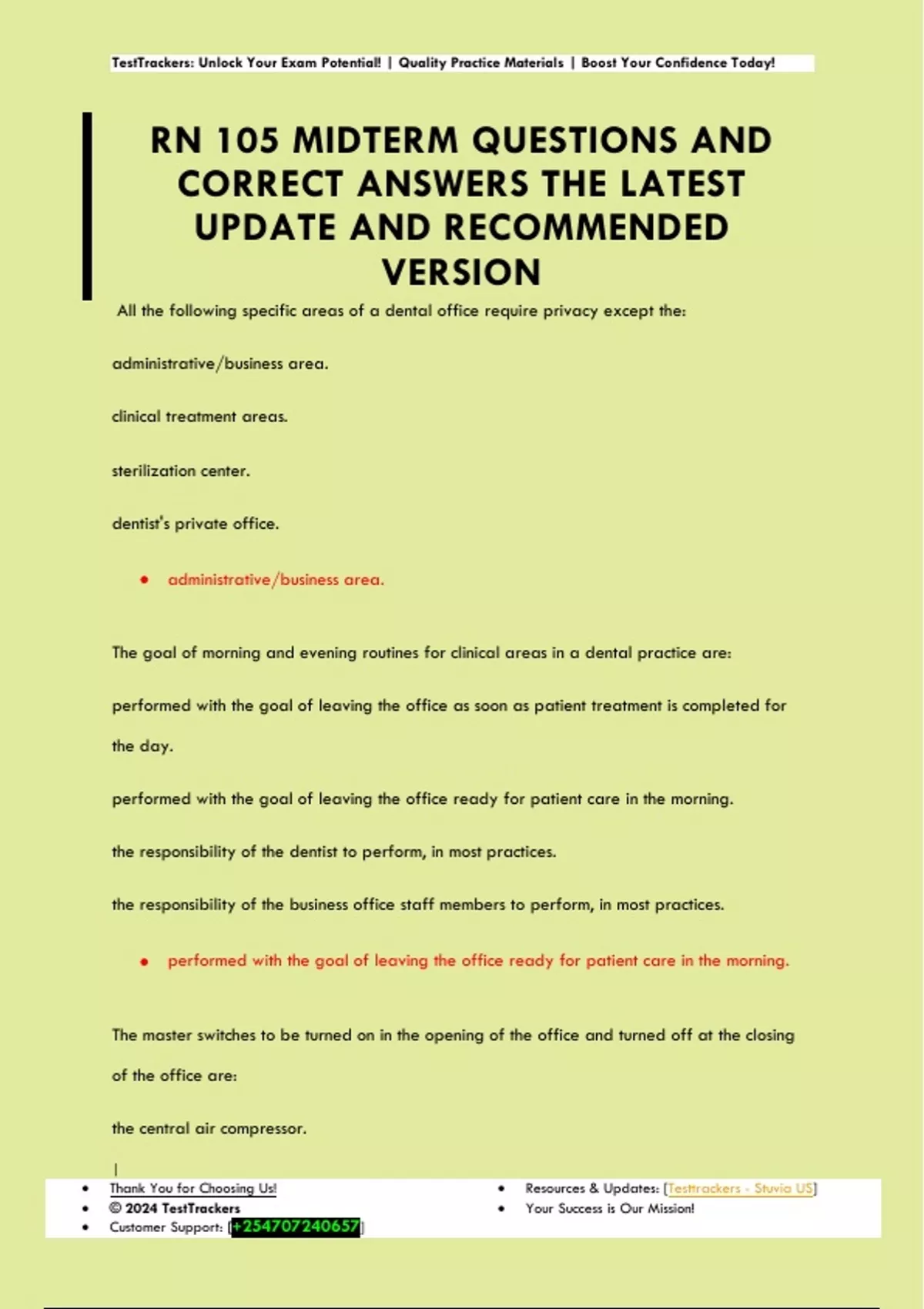 RN 105 MIDTERM QUESTIONS AND CORRECT ANSWERS THE LATEST UPDATE AND ...