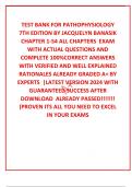 TEST BANK FOR PATHOPHYSIOLOGY 7TH EDITION BY JACQUELYN BANASIK CHAPTER 1-54 ALL CHAPTERS  EXAM WITH ACTUAL QUESTIONS AND COMPLETE 100&percnt;CORRECT ANSWERS WITH VERIFIED AND WELL EXPLAINED  RATIONALES ALREADY GRADED A&plus; BY EXPERTS  &vert;LATEST VERSION 2024 WITH GUAR