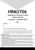 HRM3703 Assignment 6 &lpar;ANSWERS&rpar; Semester 2 2024 - DISTINCTION GUARANTEED