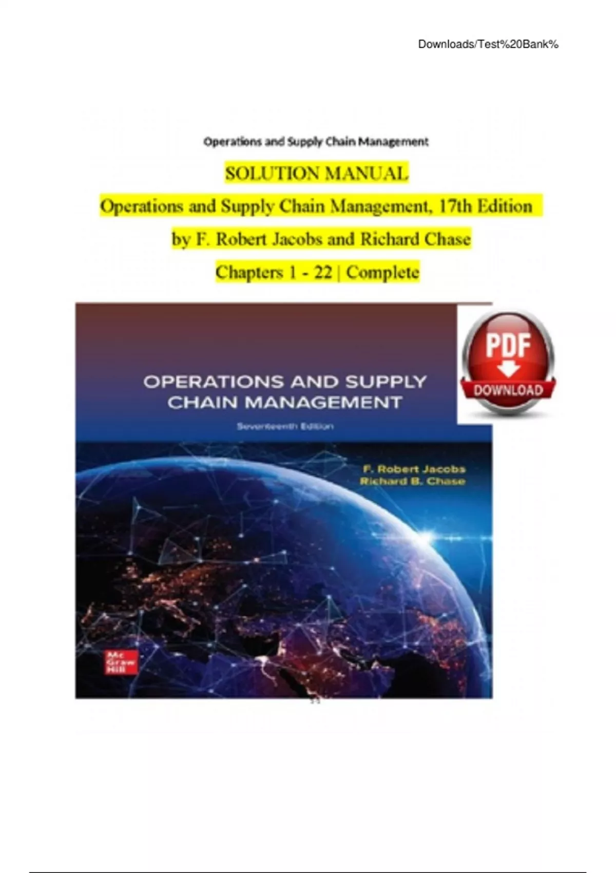 Test Bank - Operations and Supply Chain Management, 17th Edition by ...