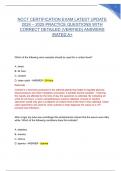 NCCT CERTIFICATION EXAM LATEST 2025 ACTUAL EXAM TEST BANK&vert; COMPLETE REAL EXAM QUESTIONS AND CORRECT DETAILED ANSWERS &lpar;VERIFIED ANSWERS&rpar; GRADED A&plus; &lpar;BRAND NEW&excl;&excl;&rpar;