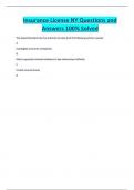 Insurance License NY Questions and Answers 100&percnt; Solved