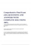 Comprehensive Final Exam &lpar;101&rpar; QUESTIONS AND ANSWERS WITH COMPLETE SOLUTIONS 100&percnt; 1&period; A nurse administers subcutaneous lispro insulin at 0800 to a client who has diabetes&period; At which of the following times should the nurse observe for hypoglycemia caused by 