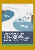 CRL EXAM STUDY QUESTIONS 226 QUESTIONS WITH ALL PASSED SOLUTIONS&excl;&excl;