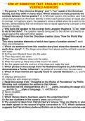 END OF SEMESTER TEST&colon; ENGLISH 11A TEST WITH VERIFIED ANSWERS