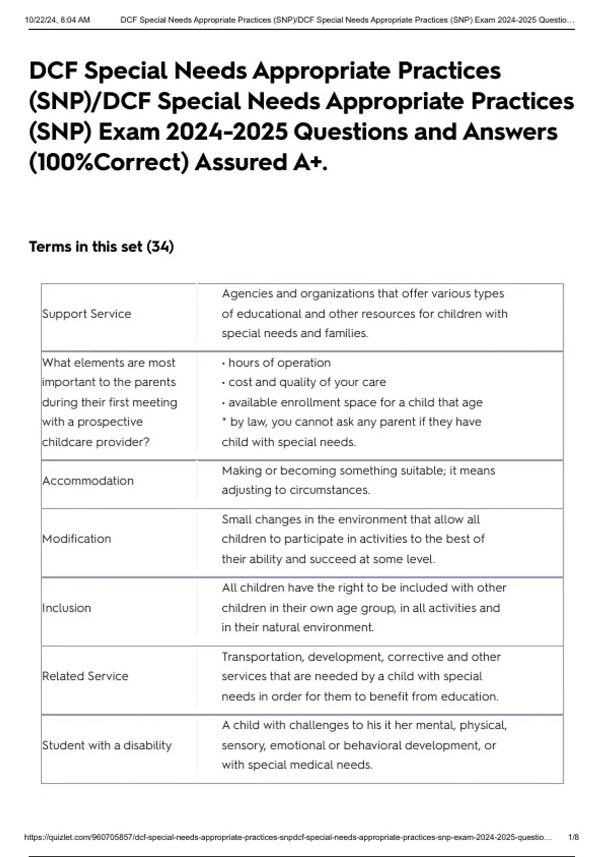 DCF Special Needs Appropriate Practices (SNP)/DCF Special Needs ...