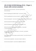 All of AQA GCSE Biology &lpar;9-1&rpar; - Paper 1 Exam with correct answers 