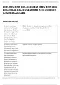 2024 HESI EXIT EXAM NEWEST &sol;HESI EXIT 2024 EXAM REAL EXAM QUESTIONS AND CORRECT ANSWERS&vert;AGRADE