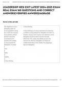LEADERSHIP HESI EXIT LATEST 2024-2025 EXAM REAL EXAM 160 QUESTIONS AND CORRECT ANSWERS&lpar;VERIFIED ANWERS&rpar;&vert;AGRADE