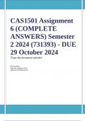 CAS1501 Assignment 6 &lpar;COMPLETE ANSWERS&rpar; Semester 2 2024 &lpar;731393&rpar; - DUE 29 October 2024&semi; 100&percnt; TRUSTED Complete&comma; trusted solutions and explanations