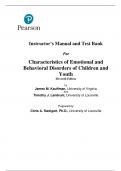 Solutions Manual & Test Bank - Characteristics of Emotional and Behavioral Disorders of Children and Youth&comma; 11th Edition &lpar;Kauffman&comma; 2018&rpar;&comma; Chapters 1-15 &vert; All Chapters